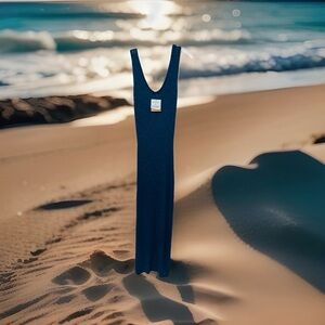 Shade & Shore Blue Knit Maxi Dress Swim Coverup Size L